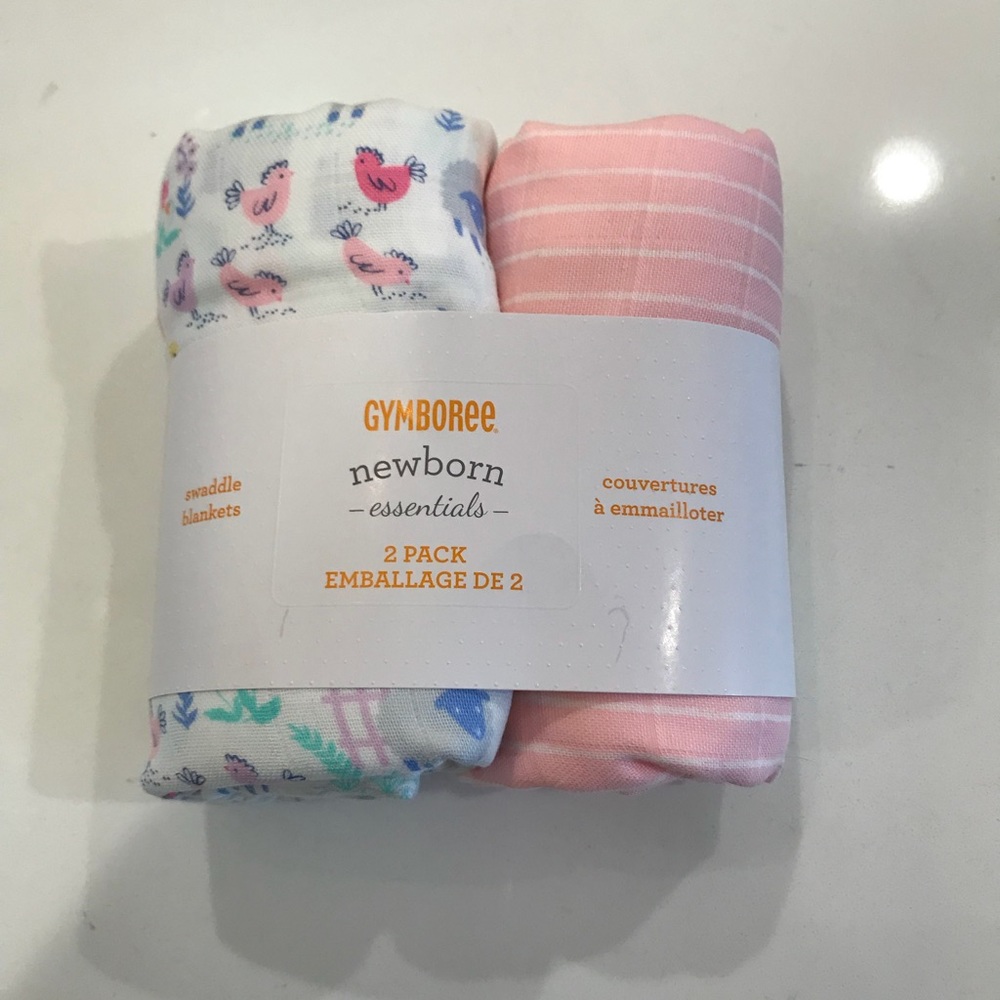 Gymboree Farm Swaddle Blanket Set Set of 2 Cotton - Picture 3 of 4